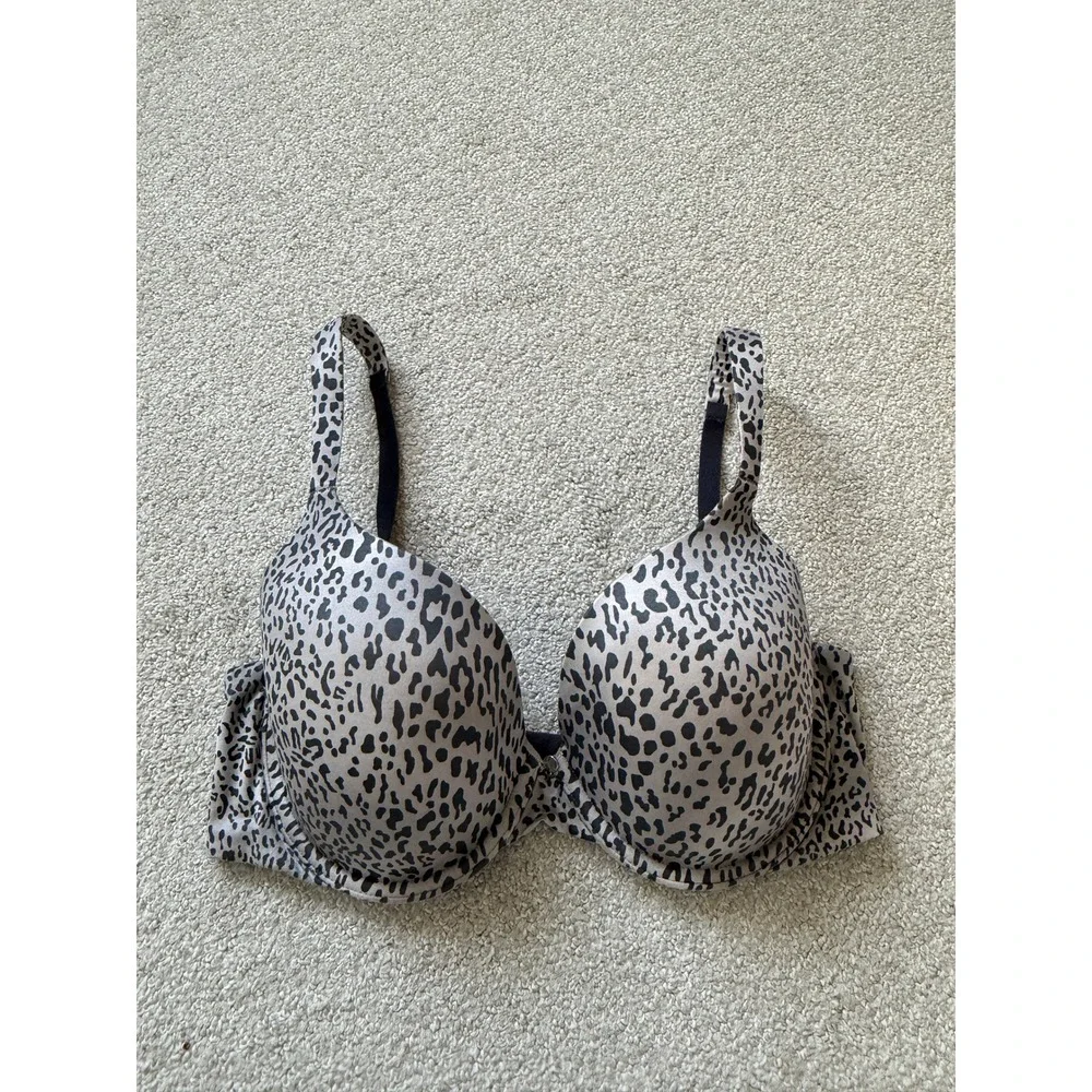 Victoria's Secret Animal Print Bra Size 34D Tan Leopard Lined Perfect Coverage - Picture 1 of 5